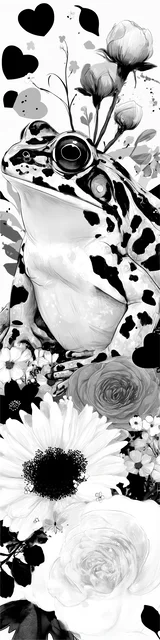 Free printable frog bookmark to color featuring small hearts and a cute frog